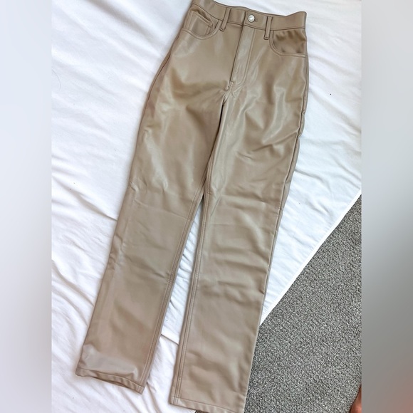 Abercrombie Vegan Leather Beige Pants - Picture 8 of 11